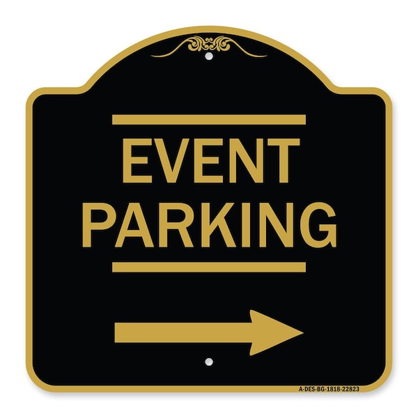 Thanks for Coming Turn Right for Exit Event Parking with Right Arrow, Black & Gold, BG-1818-22823